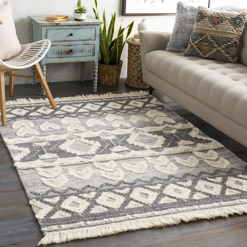 Hilley Geometric HandTufted Wool Beige/Gray/Brown Area Rug AllModern
